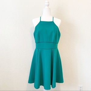 Gianni Bini Emerald Teal Fit & Flare Dress size L